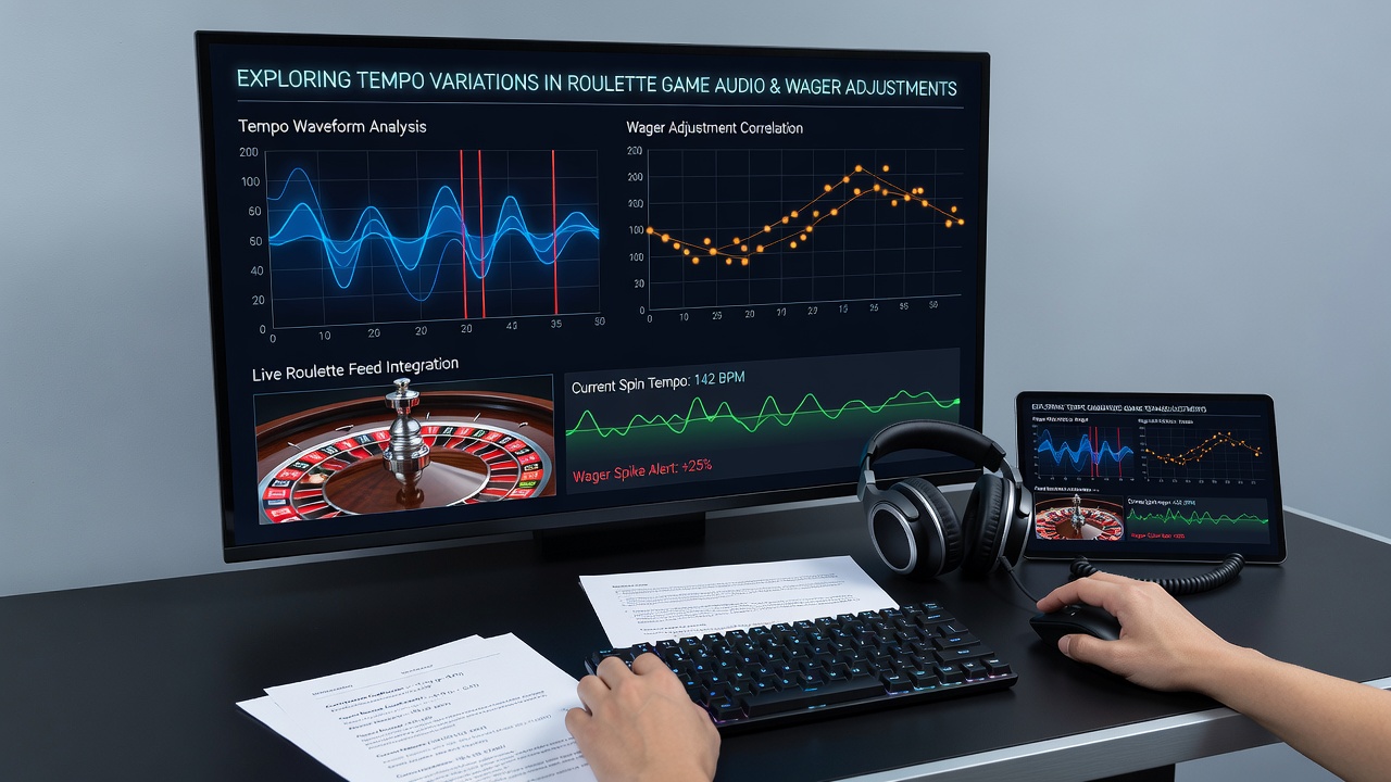 Graph illustrating tempo changes in roulette audio synced with wager size fluctuations over multiple game rounds