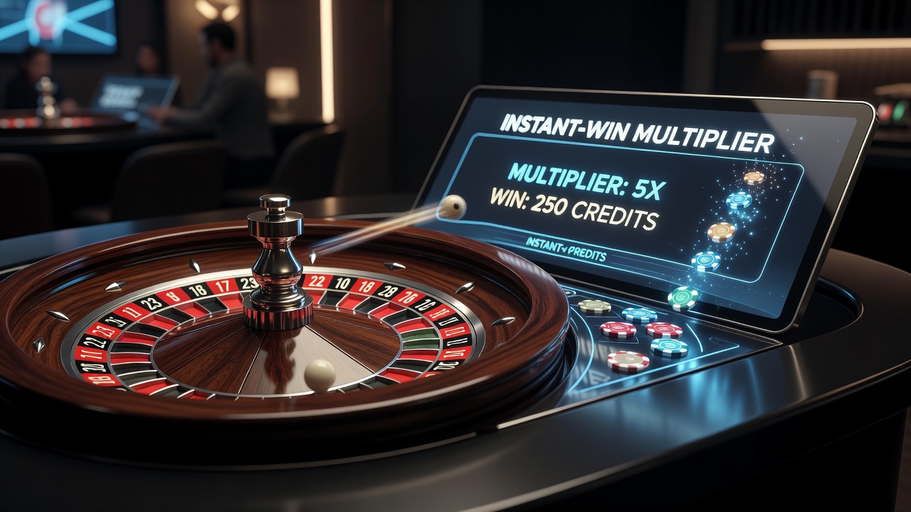 Digital roulette table in an emerging market setting with multiplier indicators overlaid on the wheel during a live session