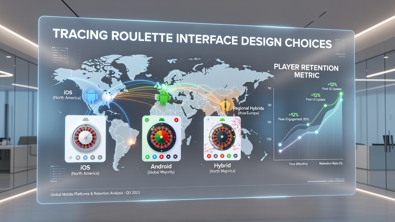 Analytics dashboard showing retention curves for roulette apps on different mobile operating systems