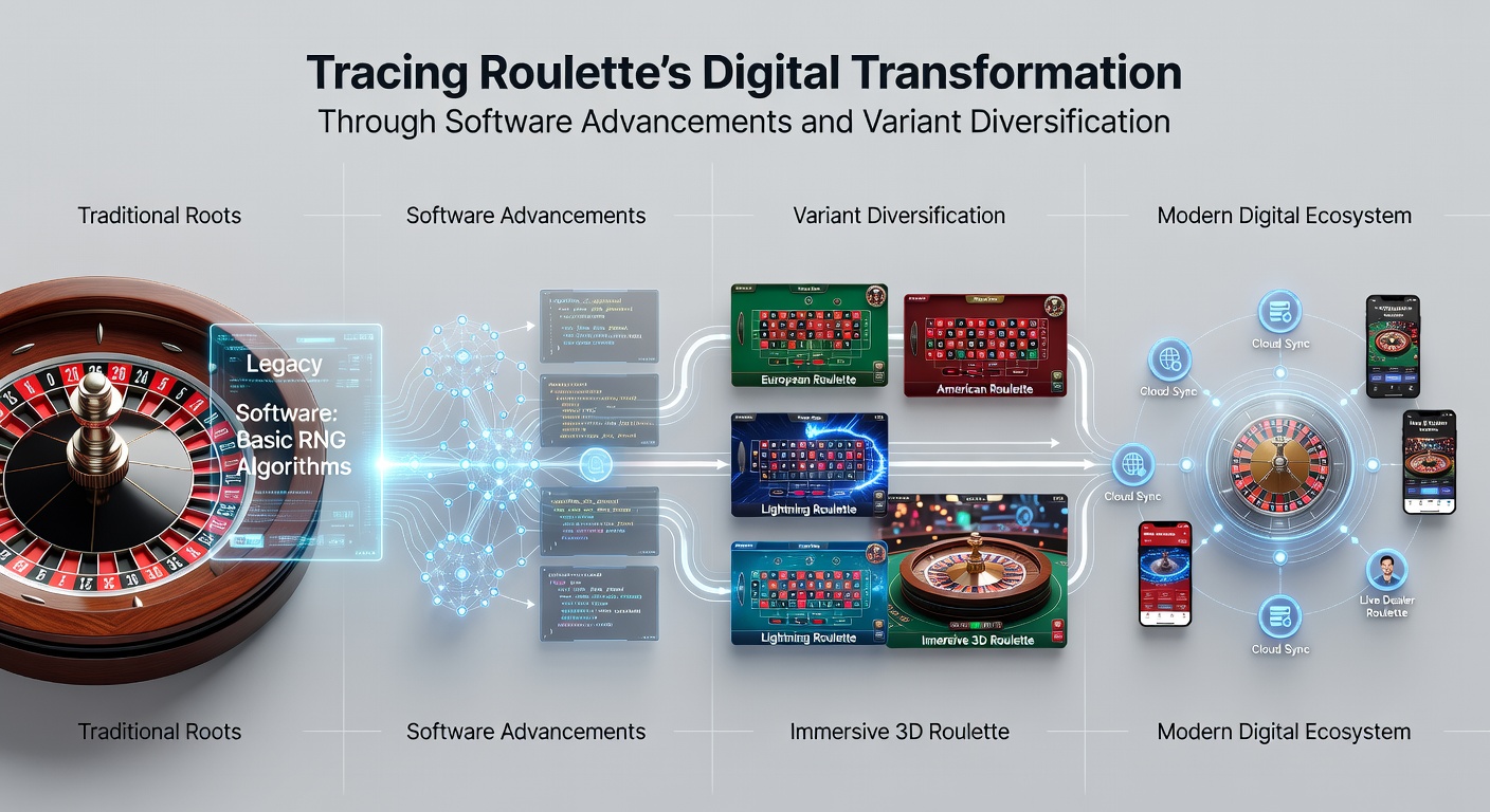 Roulette wheel integrated with modern digital interface showing software advancements
