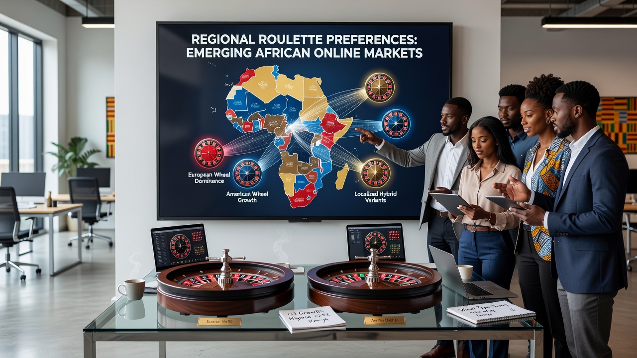 Regional map highlighting roulette wheel type preferences across emerging African online gaming markets