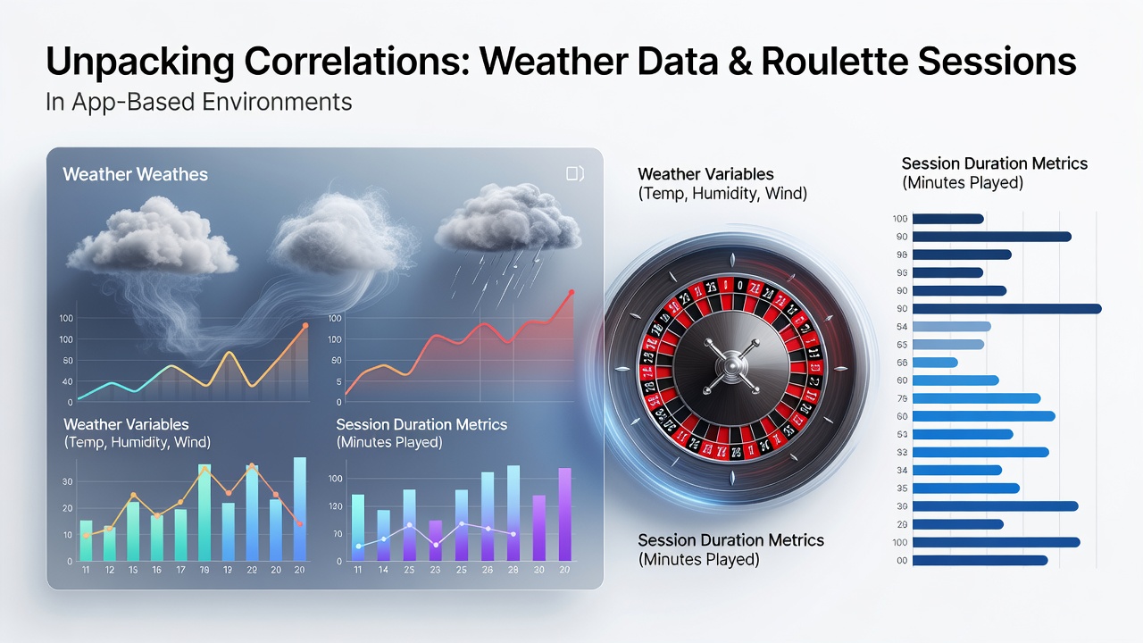 Data visualization showing weather patterns overlaid with roulette app session timelines from mobile user analytics